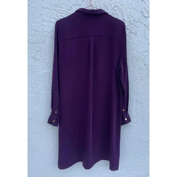 Calvin Klein Womens Pullover Collared Loose Half Button Up Dress Purple Sz M/L - Picture 2 of 13